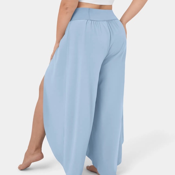 Breezeful™ High Waisted Back Waistband Pocket Palazzo Flowy Split Wide Leg Quick - Picture 2 of 3